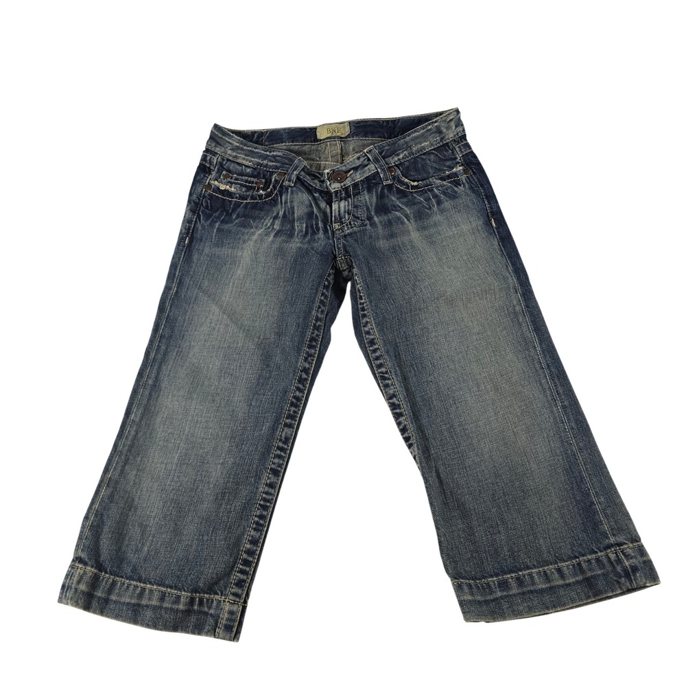 BKE Denim Women Blue Distressed Low Rise Cropped Jeans BK11103 Size 27